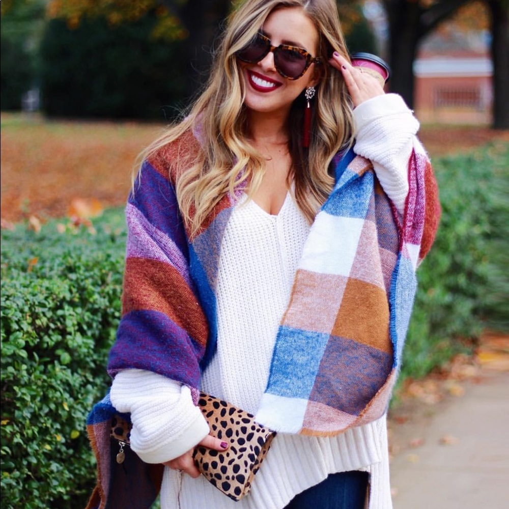 Plaid Blanket Scarf Blogger Fav